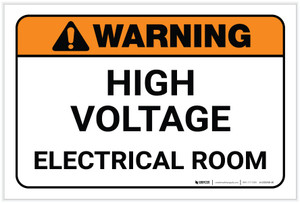 Warning: High Voltage Electrical Room Landscape - Label